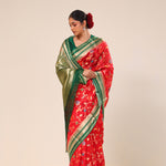 Bright Red Kota Banarasi Silk Saree