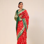 Bright Red Kota Banarasi Silk Saree
