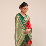 Bright Red Kota Banarasi Silk Saree