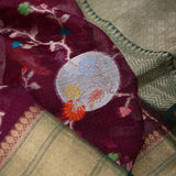 Byzantium Purple Banrasi Kota Silk Saree With Floral Patterns