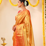 Orange Gold Tissue Kanjivaram Saree With Jaal Weaving