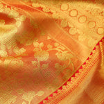 Orange Gold Tissue Kanjivaram Saree With Jaal Weaving