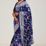 Navy Blue Crafted Jaal Tussar Saree