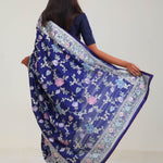 Navy Blue Crafted Jaal Tussar Saree
