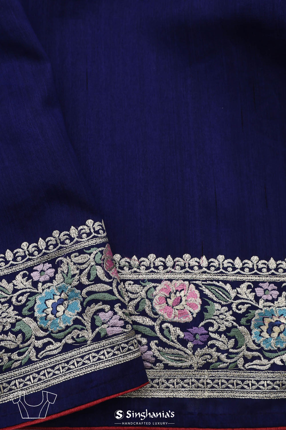 Navy Blue Crafted Jaal Tussar Saree