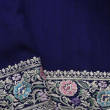 Navy Blue Crafted Jaal Tussar Saree
