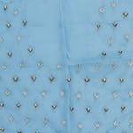 Carolina Blue Organza Designer Saree With Floral Embroidery