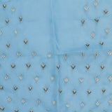 Carolina Blue Organza Designer Saree With Floral Embroidery