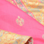 Rubine Pink Kani Handloom Saree With Floral Motifs