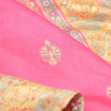 Rubine Pink Kani Handloom Saree With Floral Motifs
