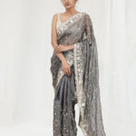 Abbey Black Tissue Saree With Hand Embroidery
