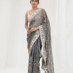 Abbey Black Tissue Saree With Hand Embroidery