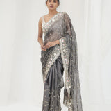 Abbey Black Tissue Saree With Hand Embroidery