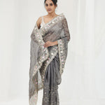 Abbey Black Tissue Saree With Hand Embroidery