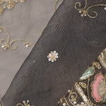 Abbey Black Tissue Saree With Hand Embroidery