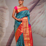Chelsea Blue Heritage Kanjivaram Silk Saree