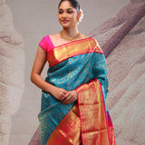 Chelsea Blue Heritage Kanjivaram Silk Saree