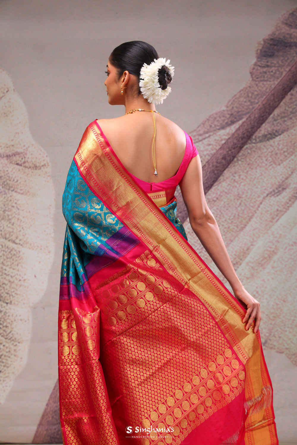 Chelsea Blue Heritage Kanjivaram Silk Saree