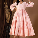 Khadi Printed Pink Cotton Cambric Dress