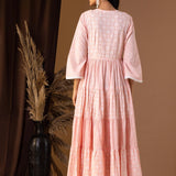 Khadi Printed Pink Cotton Cambric Dress