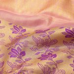 Golden Pink Tissue Kanjivaram Silk Saree With Floral Peacock Design
