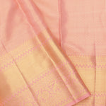 Golden Pink Tissue Kanjivaram Silk Saree With Floral Peacock Design