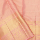 Golden Pink Tissue Kanjivaram Silk Saree With Floral Peacock Design