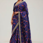 Navy Blue Crafted Jaal Tussar Saree