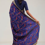 Navy Blue Crafted Jaal Tussar Saree