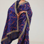 Navy Blue Crafted Jaal Tussar Saree