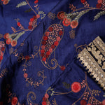 Navy Blue Crafted Jaal Tussar Saree