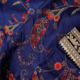 Navy Blue Crafted Jaal Tussar Saree