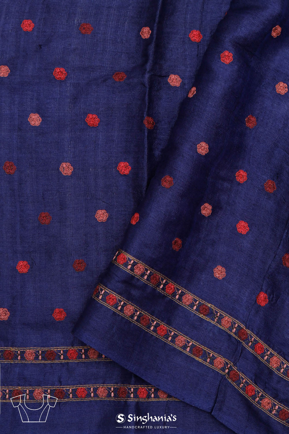 Navy Blue Crafted Jaal Tussar Saree