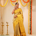 Hansa Yellow Tissue Kanjivaram Saree With Geometrical Weaving