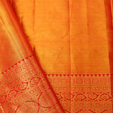 Peach Orange Tissue Kanjivaram Saree With Floral Jaal Weaving
