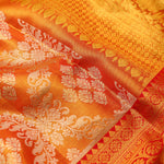 Peach Orange Tissue Kanjivaram Saree With Floral Jaal Weaving