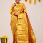 Autumn Gold Floral Jaal Kanjivaram Silk Saree