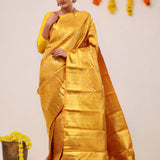 Autumn Gold Floral Jaal Kanjivaram Silk Saree