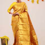 Autumn Gold Floral Jaal Kanjivaram Silk Saree