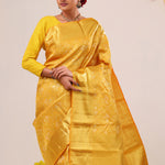 Autumn Gold Floral Jaal Kanjivaram Silk Saree