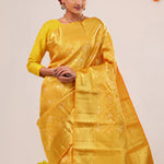 Autumn Gold Floral Jaal Kanjivaram Silk Saree