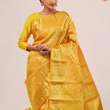 Autumn Gold Floral Jaal Kanjivaram Silk Saree