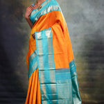 Dark Orange Heritage Kanjivaram Silk Saree