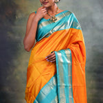 Dark Orange Heritage Kanjivaram Silk Saree