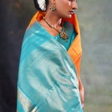 Dark Orange Heritage Kanjivaram Silk Saree