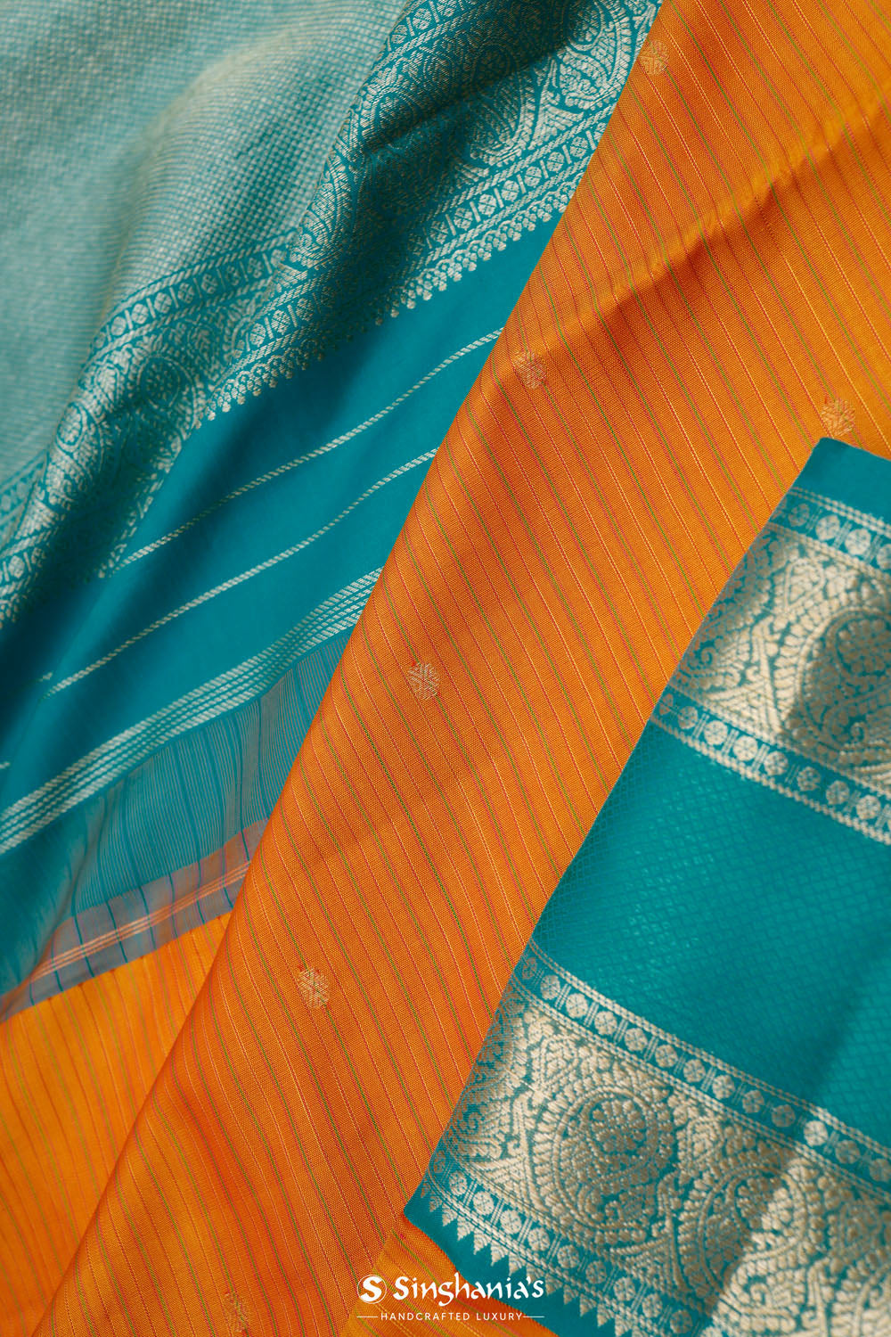 Dark Orange Heritage Kanjivaram Silk Saree