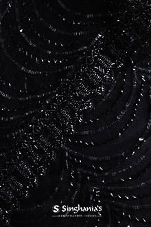 Night Black Net Saree With Scallop Embroidery