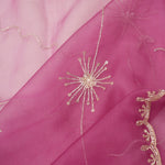 Mulberry Purple Organza Saree With Hand Embroidery