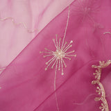 Mulberry Purple Organza Saree With Hand Embroidery