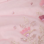 Baby Pink Organza Handcrafted Saree